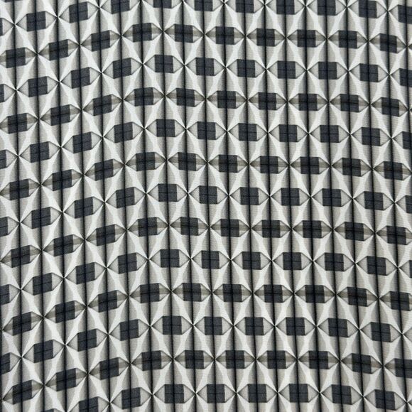 Bryn Walker Joe Shirt Medium Gray Geometric Charmeuse Boxy Crop Dolman Lagenlook - Picture 2 of 10